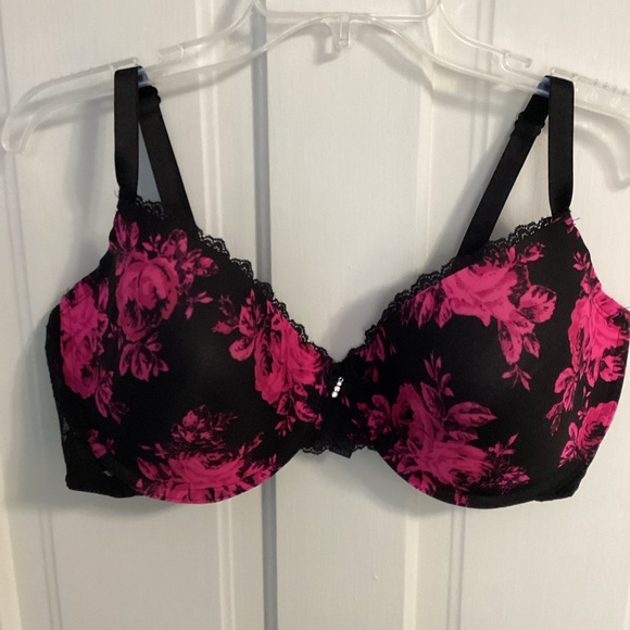 smart & sexy Other - SMART & SEXY: black with pink floral pattern lightly lined bra size 42DD